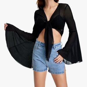Elegant Black Sheer Women's Top